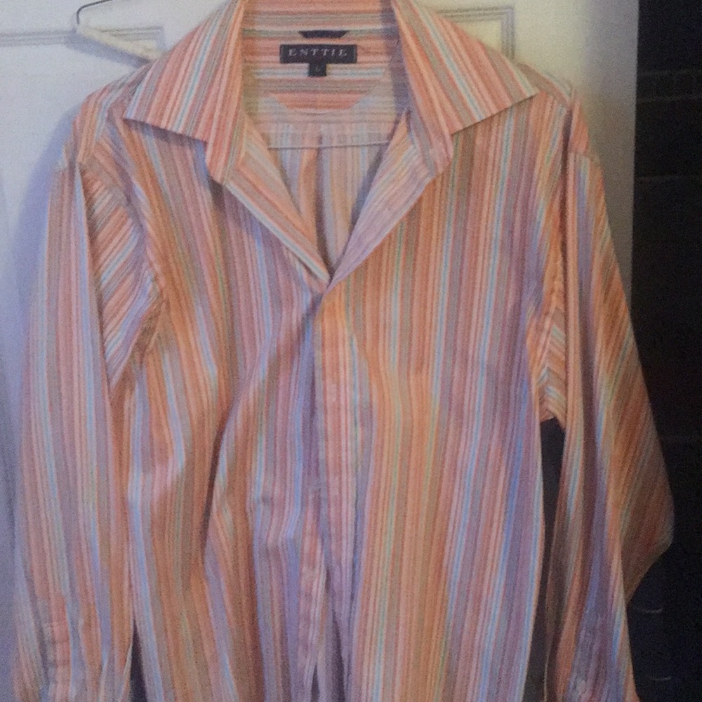 Enttie collection wear orange striped button up